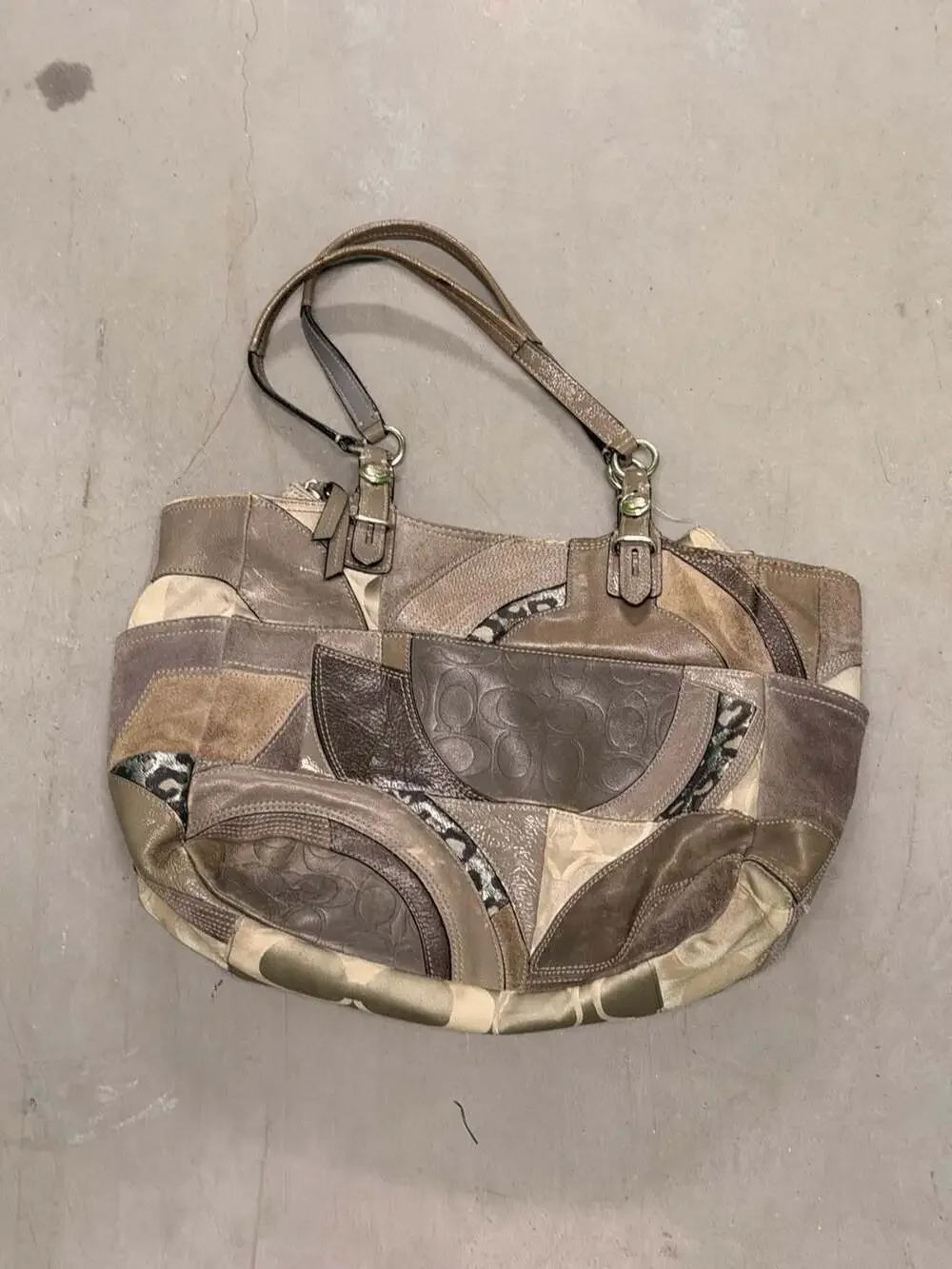 Coach Patchwork Signature Canvas and Leather Shoulder Bag
